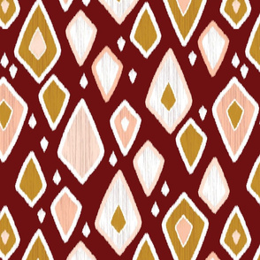 ikat diamond drops_gold and rust