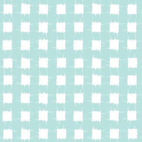 ikat 1/2 inch squares_mint and white