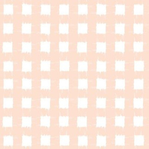 ikat 1/2 inch squares_pale peach and white