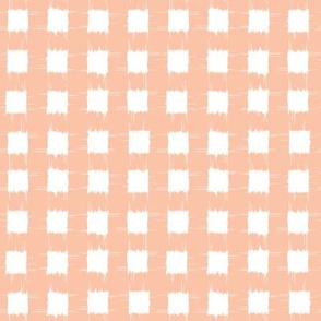 ikat 1/2 inch squares_peach and white