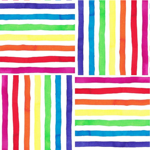 Watercolour Rainbow stripe tiles on white