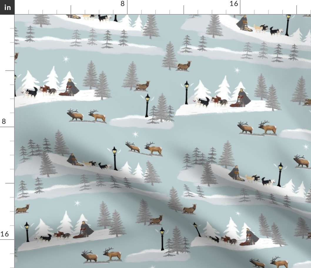 [Large Prints] Mushing Winter - Gray backdrop, Large prints