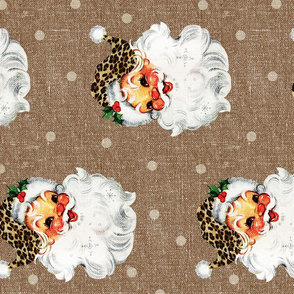 Jolly Retro Santa Leopard Hat on Champagne rotated - large scale