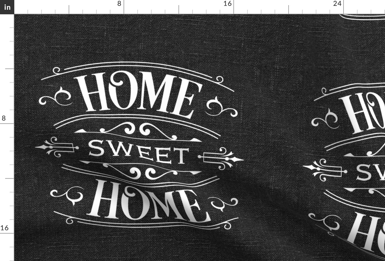 Home Sweet Home on dark Grey Linen 18 inch square