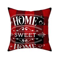 Home Sweet Home on Red Buffalo Plaid 18 inch square