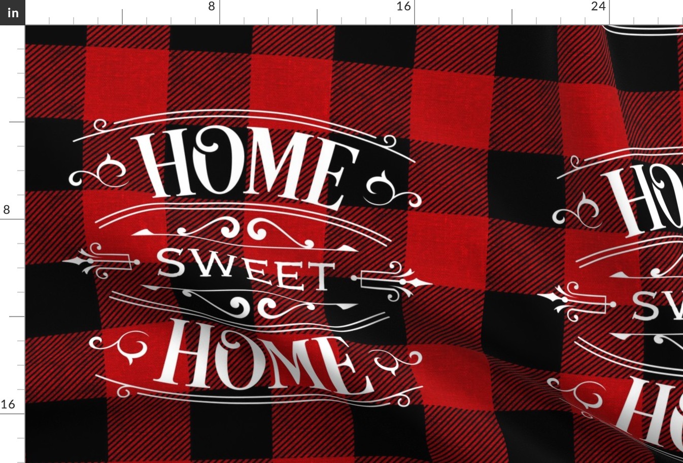 Home Sweet Home on Red Buffalo Plaid 18 inch square