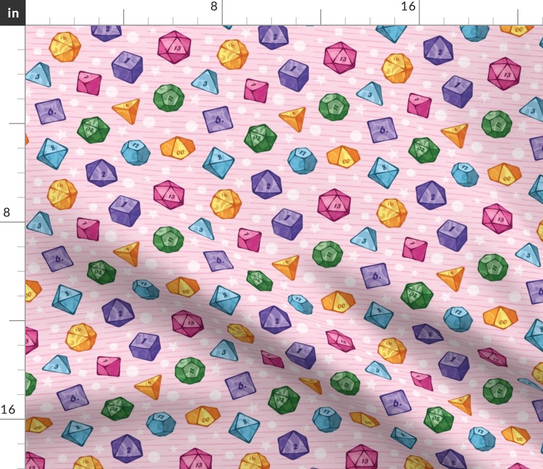 Cute colorful dice on pink