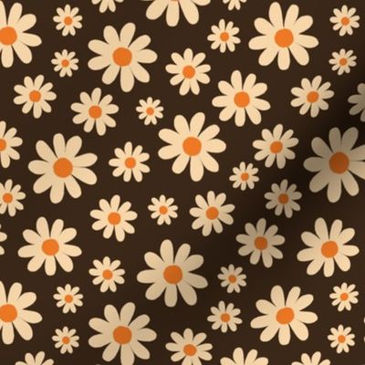 70s, retro daisy, daises - brown