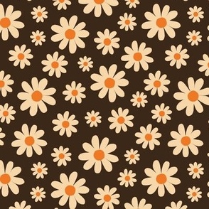 70s, retro daisy, daises - brown