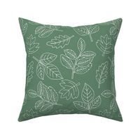 Delicate Scandinavian boho style autumn leaves oak maple and birch eucalyptus green baby nursery LARGE