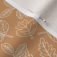 Delicate Scandinavian boho style autumn leaves oak maple and birch caramel burnt orange