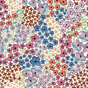 Watercolor cute ditsy floral pattern 