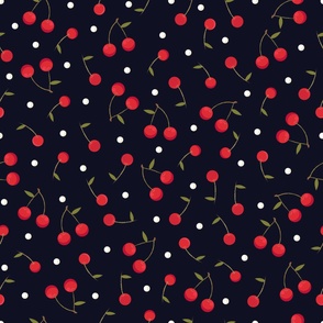 Cherries with polka dots cute pattern 