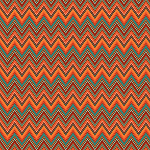Fall Crazy Chevron - orange and teal - small