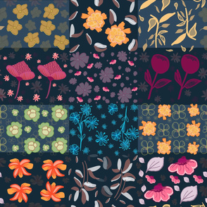 Hand Drawn Colorful Abstract Floral Pattern