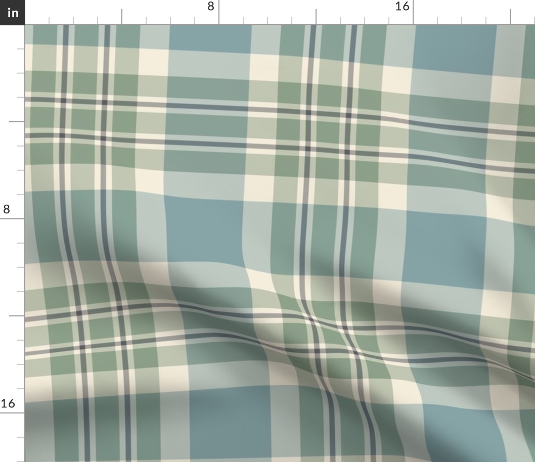 Blue, Green & Cream Plaid - large scale