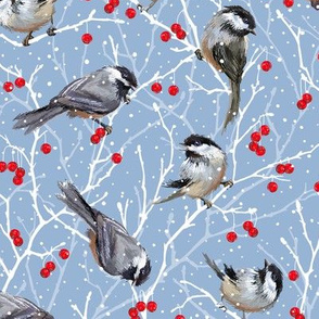 Chickadees Winters Day | Sm  Cerulean Blue #98B4D4