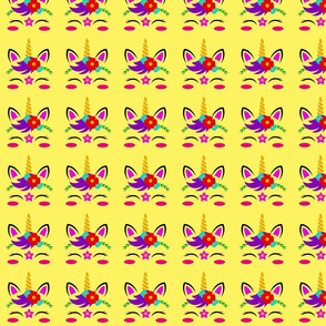 Unicorn Face Pattern Yellow Background, SPSD