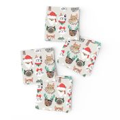 Christmas Kitty Cat Faces on White