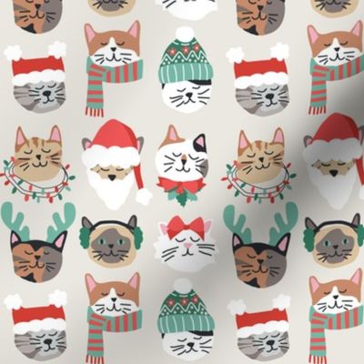 Christmas Kitty Cat Faces on White