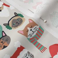 Christmas Kitty Cat Faces on White
