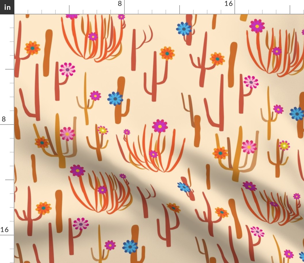 Cute desert pattern with flowers