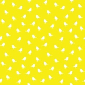 Micro Birds - white on neon yellow