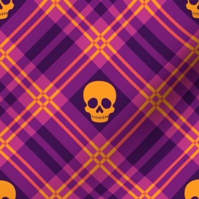  Skull Tartan Plaid in Warm Purple