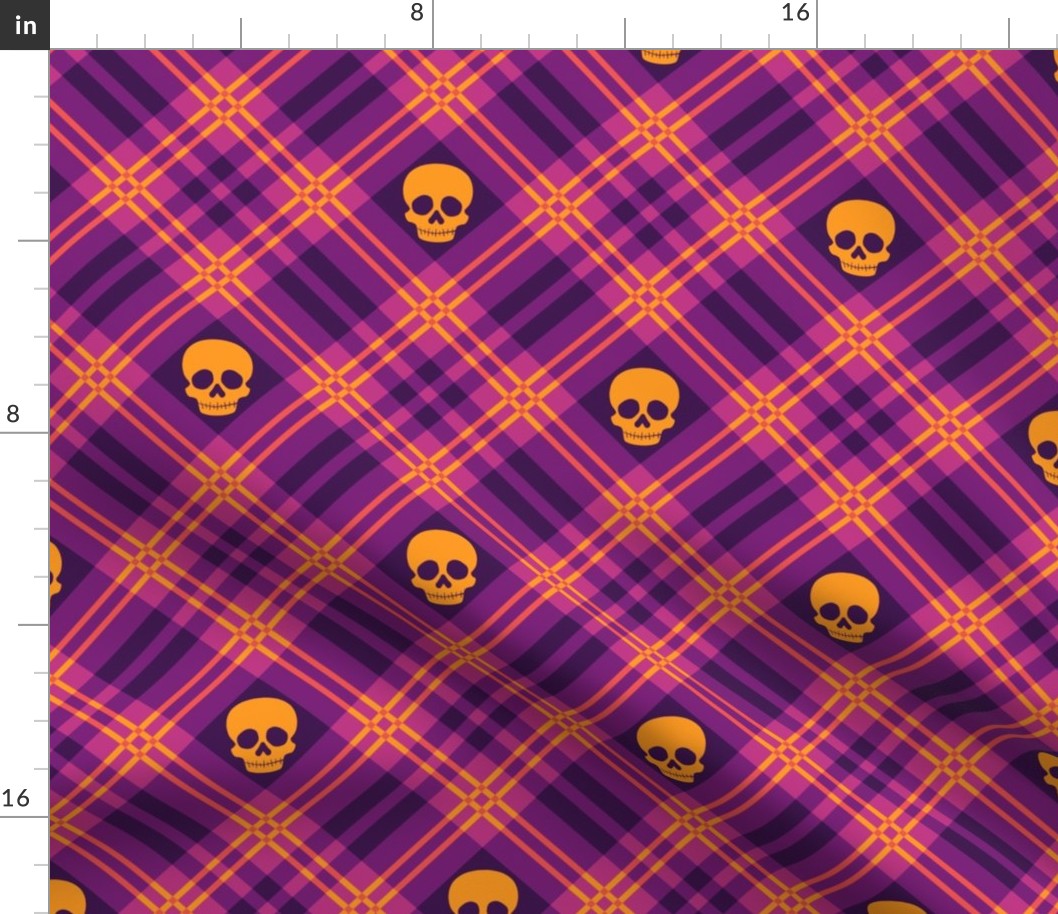  Skull Tartan Plaid in Warm Purple
