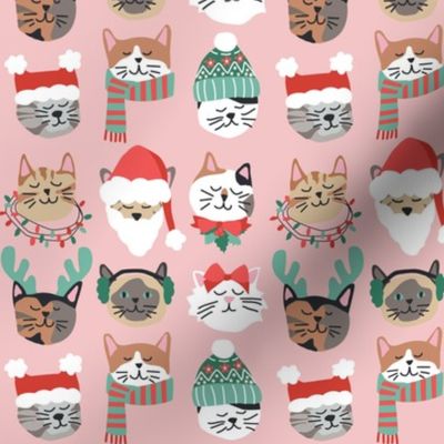 Christmas Kitty Cat Faces on Pink
