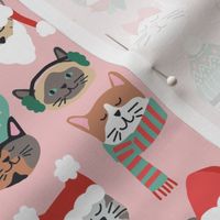 Christmas Kitty Cat Faces on Pink