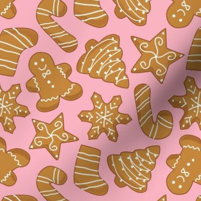 gingerbread cookies on pink