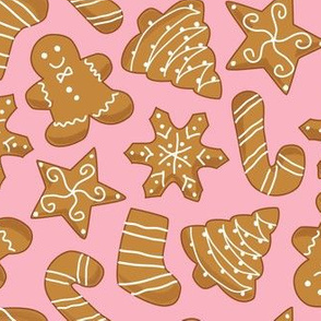 gingerbread cookies on pink