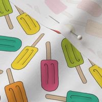 Small Colorful Ice Pops on White