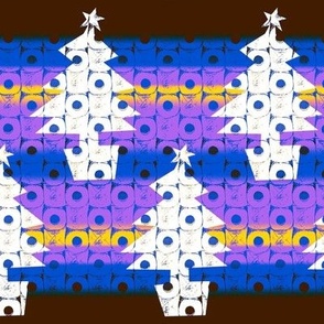 Toilet paper Xmas trees -  purple and yellow