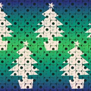 Toilet paper Xmas trees - blue and green