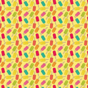 Small Colorful Ice Pops on Light Yellow