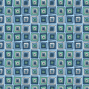 Irregular Geometric Squares in Blue