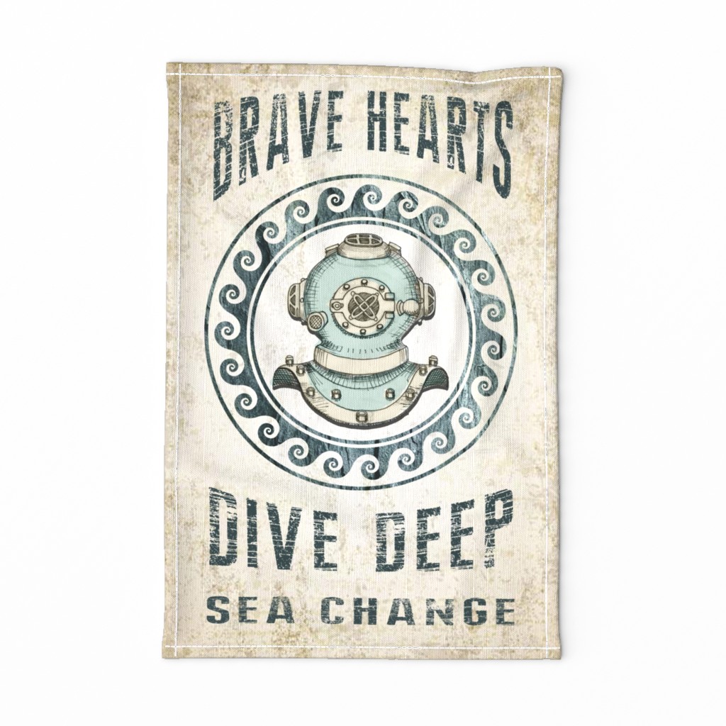 BRAVE Hearts Dive Deep Tea Towel