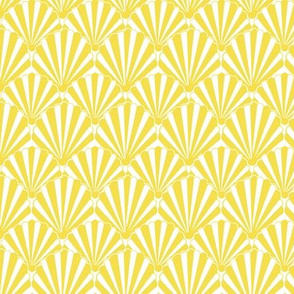 shell fabric or wallpaper //  Art Deco  yellow Shell , 1920s Art Deco // yellow Shell / Seashell / Clamshell