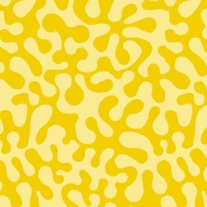 Flowing yellow continuous line inspired by Matisse, abstract retro groovy yellow 