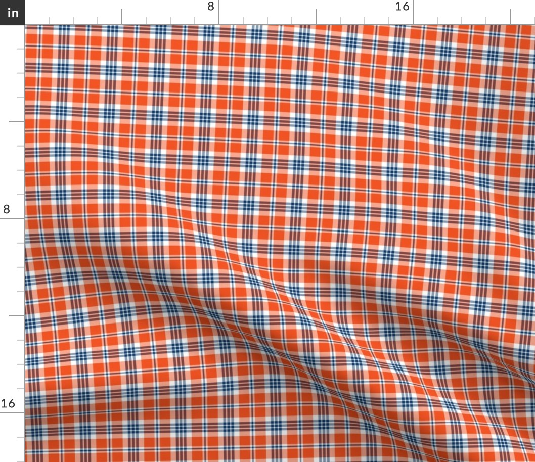 Bright Blue and Orange Plaid - Small