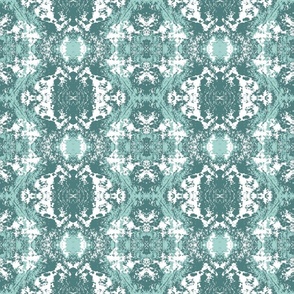 Pine green vintage distressed lace Wallpaper