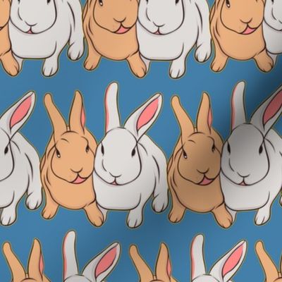 Bunny Rabbits on Blue