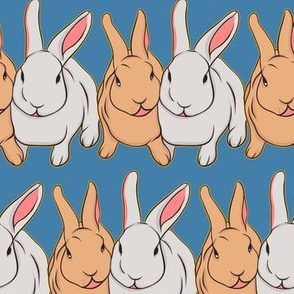 Bunny Rabbits on Blue