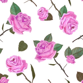 Love garden roses hand drawn pattern background