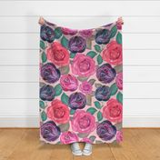 Watercolor Roses and Mix Flower Bouquet Pattern