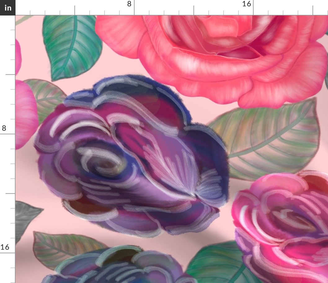 Watercolor Roses and Mix Flower Bouquet Pattern