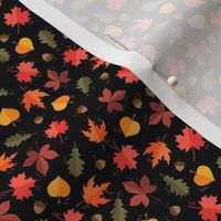 Autumn Leaves Pattern Black Background - SMALL SCALE