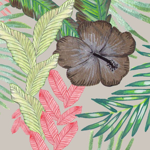 Watercolor Hand Drawn Tropical Leaves Artistic Pattern